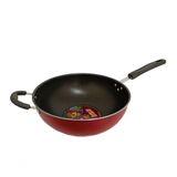 Panela Wok Antiaderente Grande 28cm Cabo Duplo Cor Cereja