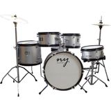 Bateria Acústica Infantil Junior 2t Prata Com Banco New York [f097]