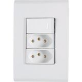 Placa 4x2+ 1 Interruptor Simples E 2 Tomadas 2p+ T 10a-250v Branco Branco - 250v