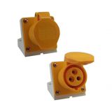 Tomada Industrial De Sobrepor / Parede - 127v - Amarelo 2p+t De 4h - 127vca - 16a Amarelo