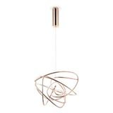 Lustre Luminária Pendente Ninho Ouro Rose Com Led Integrado 24w 3000k Bivolt