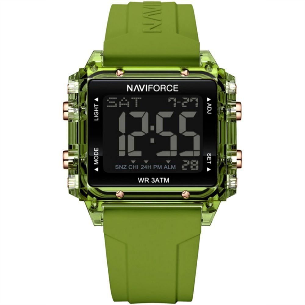 Relógio Esportivo Feminino Quadrado Digital Pulseira De Silicone Verde Musgo