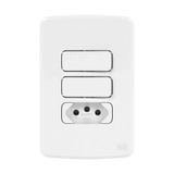 Conjunto Interruptores Paralelos+ Tomada 10a Placa 4x2 Branco Compose Weg Bivolt - Branco