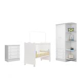 Kit Quarto Infantil Berço Simples, Cômoda Armário Branco