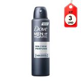 Kit C/03 Dove S/ Perfume Desodorante Aerosol Masculino 89g