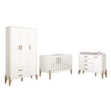 Quarto Bebê Infantil Completo Iris 100% Mdf -roupeiro-berço-comoda - Moveis Estrela -branco