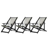 Kit 3 Espreguiçadeiras Dobrável Black Cb-branco