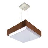 Lustre Para Sala De Jantar Vivare Md-4404 Cúpula Em Tecido 50x50cm Cor Café Bivolt