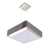 Lustre Para Sala De Jantar Vivare Md-4405 Cúpula Em Tecido 60x60cm Cor Cinza-escuro Bivolt