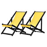 Kit 2 Espreguiçadeiras Dobrável Black Sb-amarelo