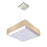 Lustre Para Sala De Jantar Vivare Md-4404 Cúpula Em Tecido 50x50cm Cor Algodão-crú Bivolt