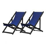 Kit 2 Espreguiçadeiras Dobrável Black Sb-azul Marinho