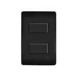 Interruptor Simples Duplo Fame Habitat Black Com Placa 4x2 Preto