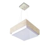 Lustre Para Sala De Jantar Vivare Md-4402 Cúpula Em Tecido 40x40cm Cor Rustico-bege Bivolt