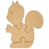 Quebra-cabeça Educativo 100% Mdf Cru 3pçs/4pçs Esquilo