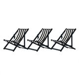 Kit 3 Espreguiçadeiras Dobrável Black Sb-l Preto-branco