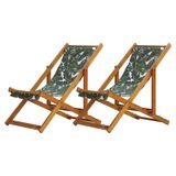 Kit 2 Espreguiçadeira Preguiçosa Dobrável Mel Sb-folhas Verdes