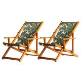 Kit 2 Espreguiçadeira Preguiçosa Dobrável Mel Cb-folhas Verdes
