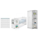 Quarto Infantil Guarda Roupa, Cômoda E Berço Branco