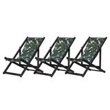 Kit 3 Espreguiçadeiras Dobrável Black Sb-folhas Verdes