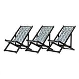 Kit 3 Espreguiçadeiras Dobrável Black Sb-triang Preto
