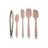 Kit Utensílios Silicone Espátula Pegador Confeitaria 5 Peças - Rosa