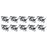 Kit 10 Conjuntos De Mesa Dobravel Com 2 Cadeiras De Madeira 70x70 Ideal Para Bar E Restaurante - Pre