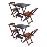 Kit 2 Conjuntos De Mesa Dobravel Com 2 Cadeiras De Madeira 70x70 Ideal Para Bar E Restaurante - Imbu