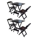Kit 2 Conjuntos De Mesa Dobravel Com 2 Cadeiras De Madeira 70x70 Ideal Para Bar E Restaurante - Taba