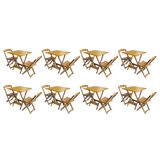 Kit 8 Jogos De Mesa Dobravel Com 2 Cadeiras De Madeira 70x70 Ideal Para Bar E Restaurante - Mel