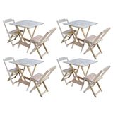 Kit 4 Jogos De Mesa Dobravel Com 2 Cadeiras De Madeira 70x70 Ideal Para Bar E Restaurante - Sem Pint