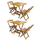 Kit 2 Jogos De Mesa Dobravel Com 2 Cadeiras De Madeira 70x70 Ideal Para Bar E Restaurante - Mel