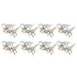 Kit 8 Jogos De Mesa Dobravel Com 2 Cadeiras De Madeira 70x70 Ideal Para Bar E Restaurante - Sem Pint