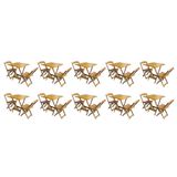 Kit 10 Conjuntos De Mesa Dobravel Com 2 Cadeiras De Madeira 70x70 Ideal Para Bar E Restaurante - Mel