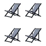 Kit 4 Espreguiçadeiras Dobrável Black Sb-l Azul-branco