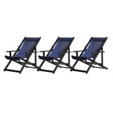 Kit 3 Espreguiçadeiras Dobrável Black Cb-azul Marinho