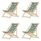 Kit 4 Cadeira Espreguiçadeira Dobrável S-b-folhas Verdes