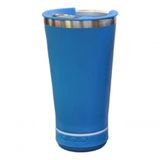 Copo Térmico Com Caixa De Som Bluetooth 473ml Aço Inox Azul-celeste Lisa