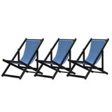 Kit 3 Espreguiçadeiras Dobrável Black Sb-azul