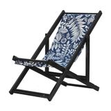 Espreguiçadeira Preguiçosa Dobrável Black Sb-folhas Brancas