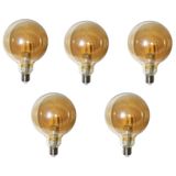 Lampada Led Multi Filamento Ballon Kit 5 Unid Retro Iluminaçao Vintage 380lm 30w Resistente Segurança