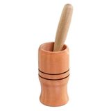 Pilão Madeira Rustico Com Amassador Para Temperos Macerador