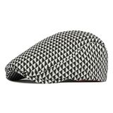 Boina Retrô Unissex Plana Ideal Protetor Gorro Espinha De Peixe Hera Preto