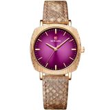 Relógio De Quartzo Feminino Com Estampa Cobra Animal Print Pulseira De Couro Roxo