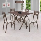 Conjunto de Mesa com 4 Cadeiras Luna Ciplafe Bronze/Bege Geométrico