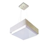 Lustre Para Sala De Jantar Vivare Md-4402 Cúpula Em Tecido 40x40cm Cor Linho Bege Bivolt