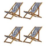 Kit 4 Espreguiçadeira Preguiçosa Dobrável Mel Sb-folhas Brancas
