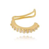 Brinco Piercing Fake 1 Fila Zircônia Banhado Em Ouro 18k