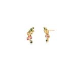 Brinco Ear Cuff Com Zircônias Coloridas Banhado A Ouro 18k