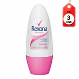 Kit C/03 Rexona Powder Desodorante Rollon Feminino 50ml